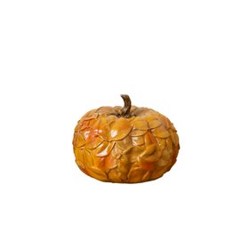 Small Orange Leaf Detail Pumpkin Ornament - 13cm x 11cm