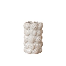 Large White Glazed Ceramic Pumpkin Flower Vase - 18cm