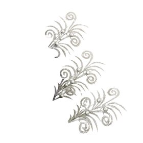 Set of 3 Silver Glitter Christmas Tree Pick Decorations