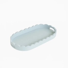 Pale Blue Oblong Scalloped Tray - 50cm
