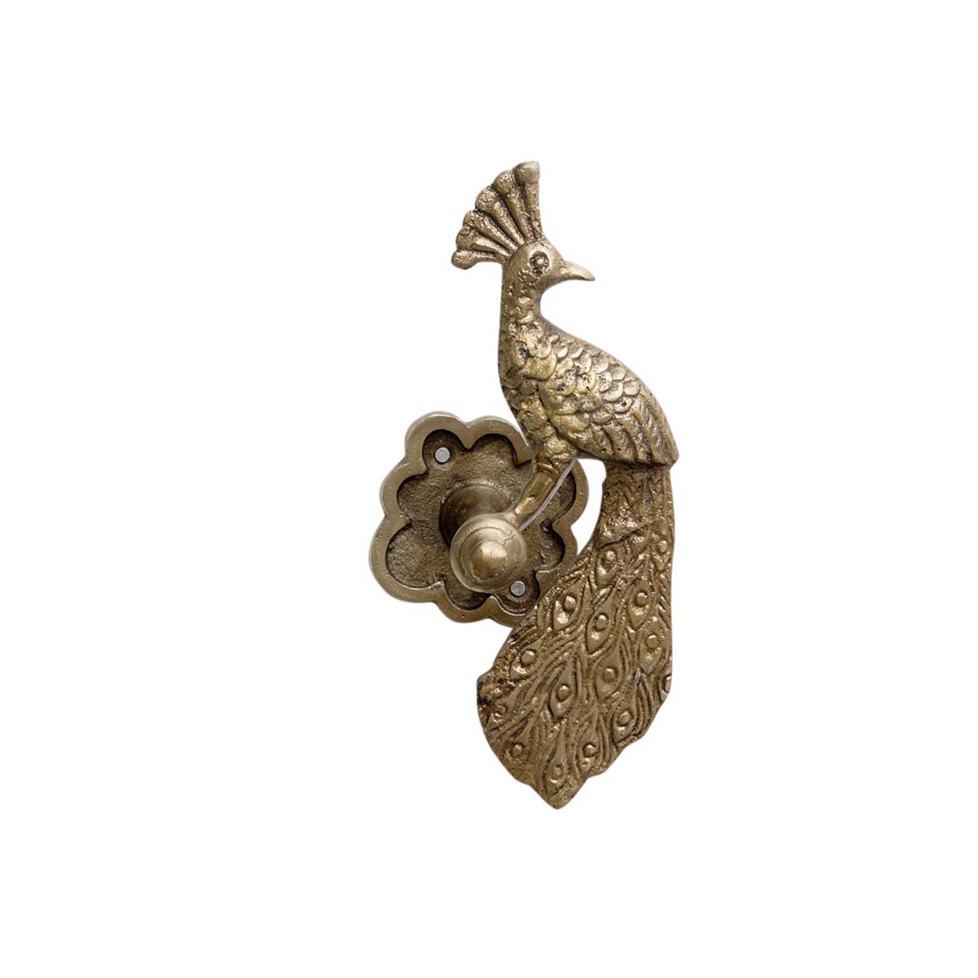 Set of 2 Antique Brass Gold Metal Peacock Curtain Tie Backs
