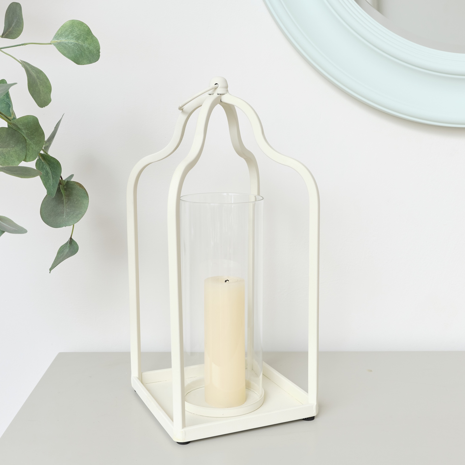 Cream Metal Candle Light Lantern