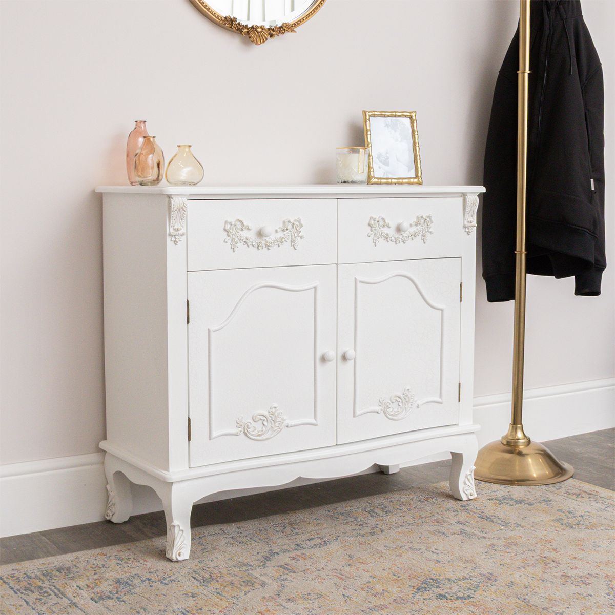 Large White Sideboard Cupboard - Pays Blanc Range