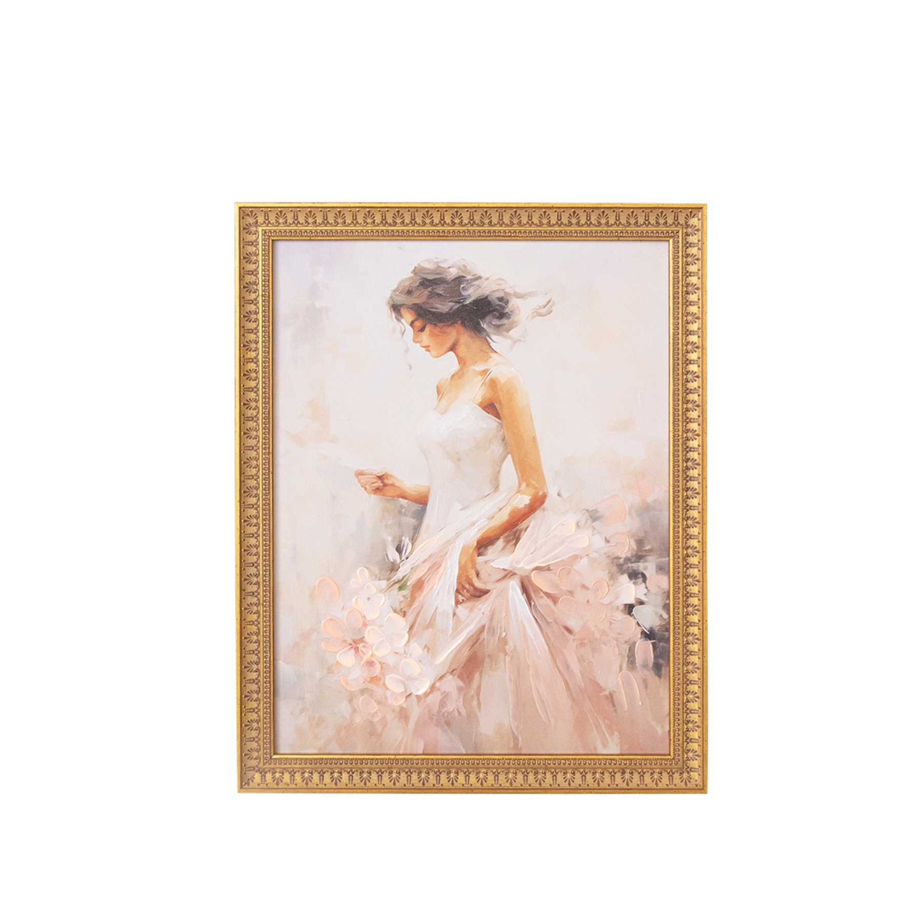 Large Vintage Ballerina Gold Framed Wall Print - 40cm x 50cm