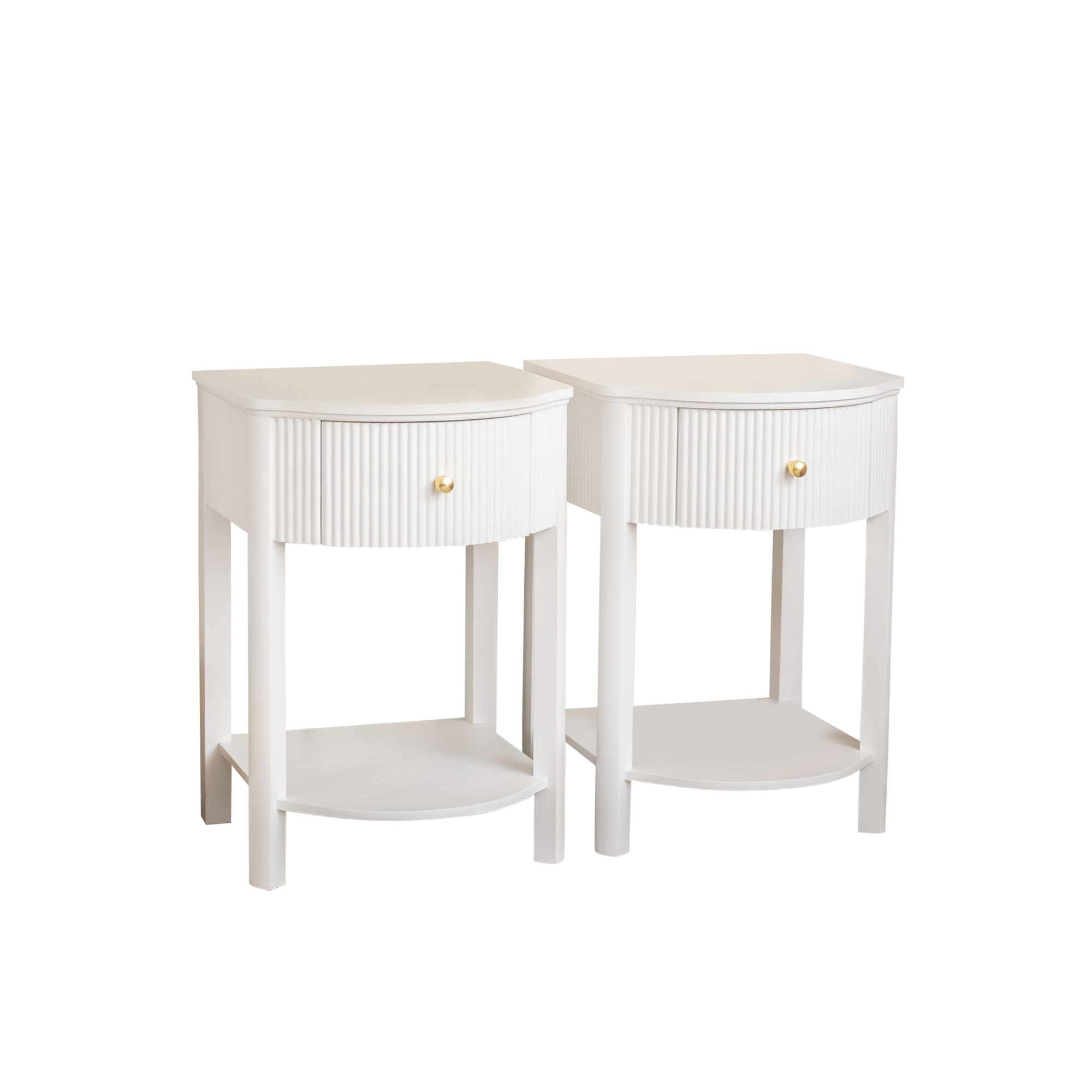 Pair of Reeded One Drawer Bedside Tables - Willow White Range