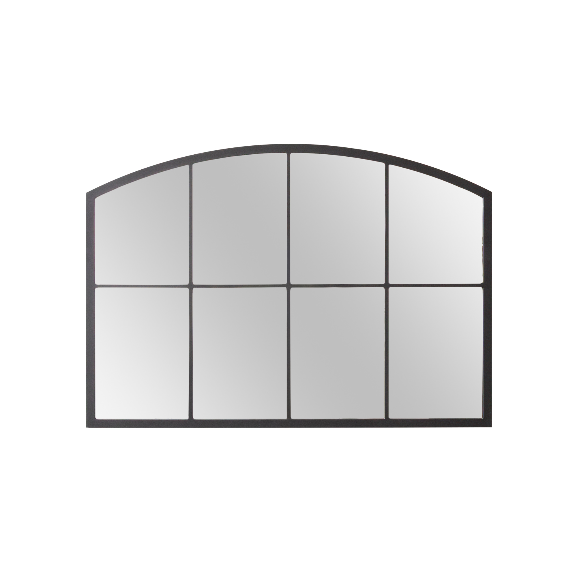 Black Arched Window Wall Mirror - 100cm x 70cm