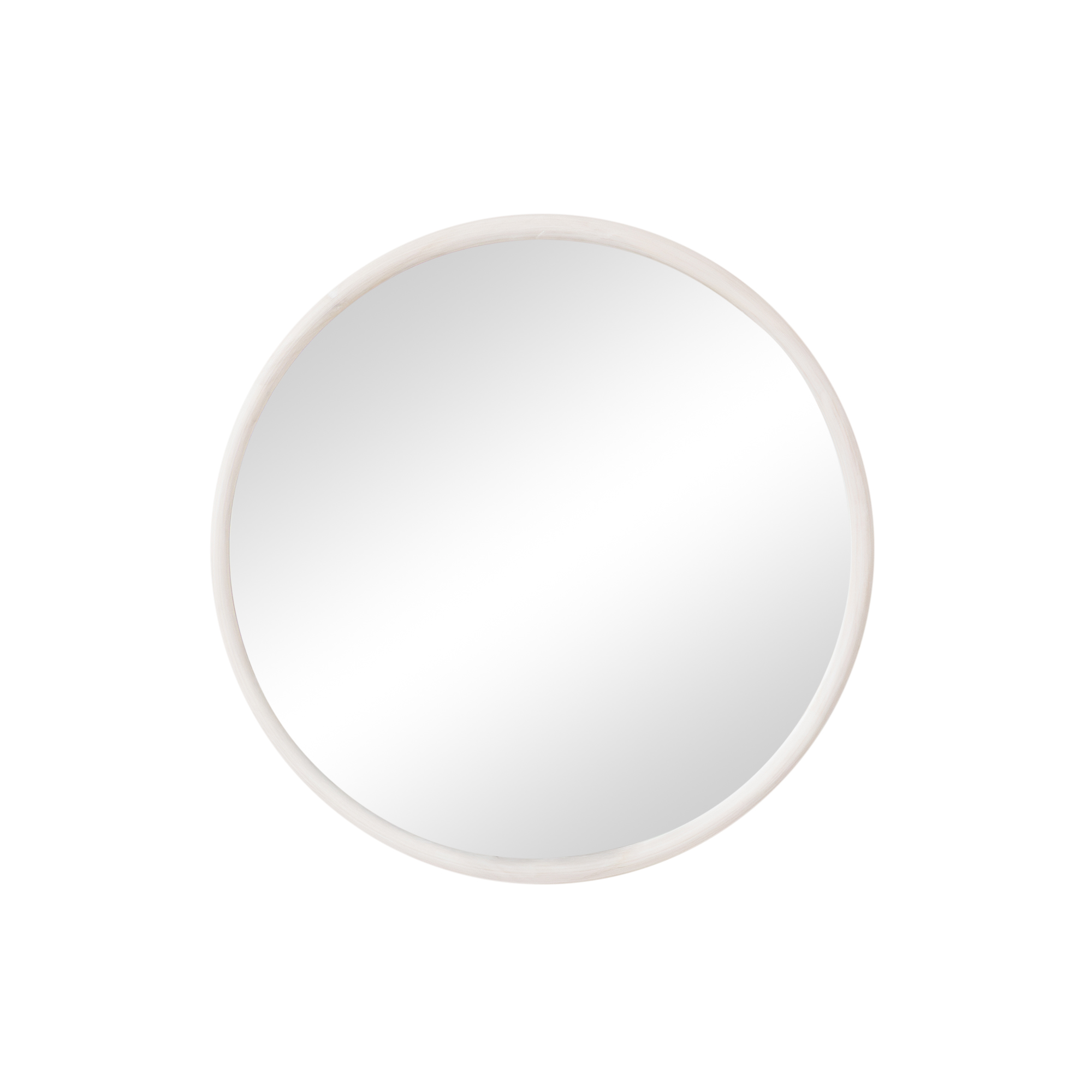 Large White Washed Wooden Round Wall Mirror - 80cm x 80cm