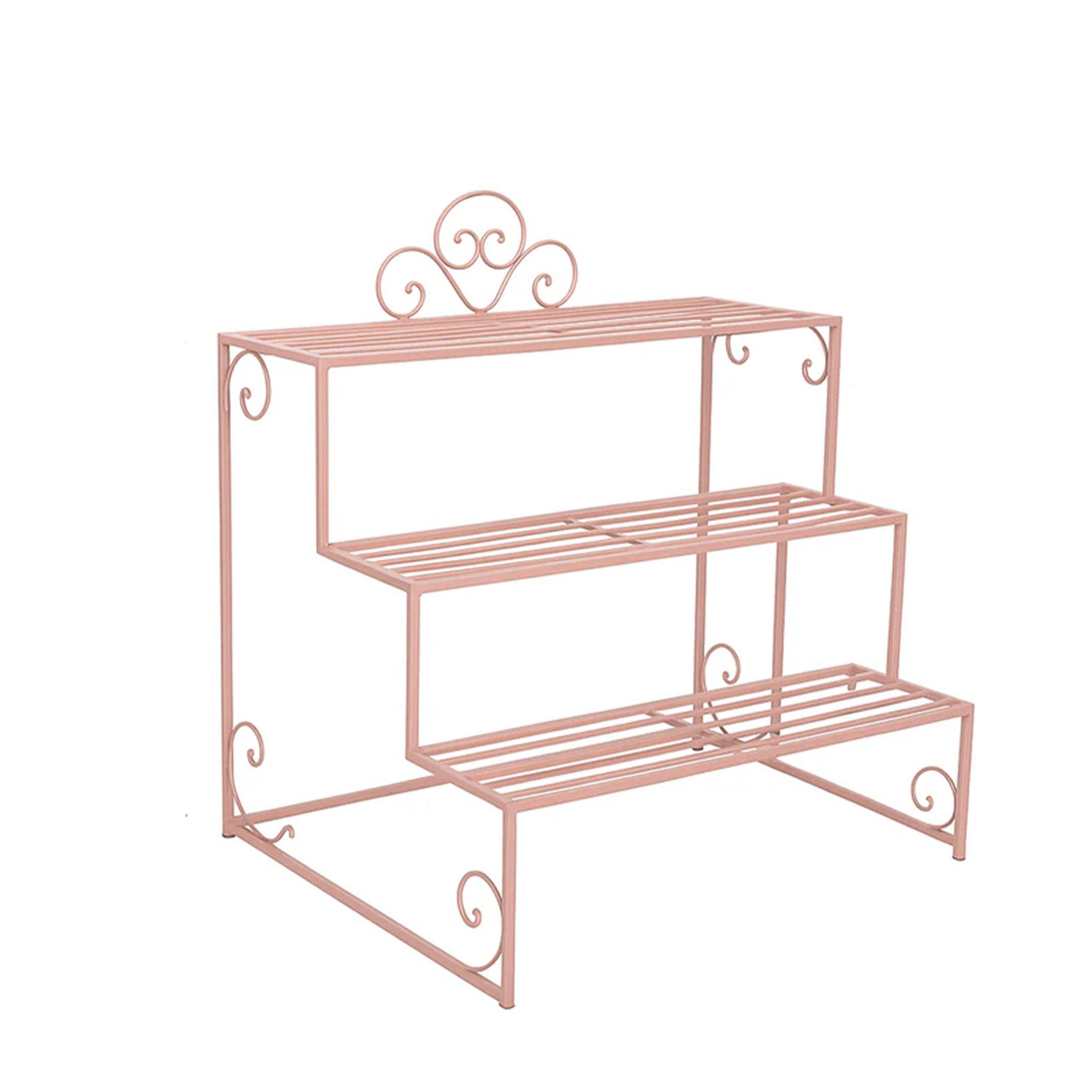 Pink Metal Three Tier Plant Theatre Stand
