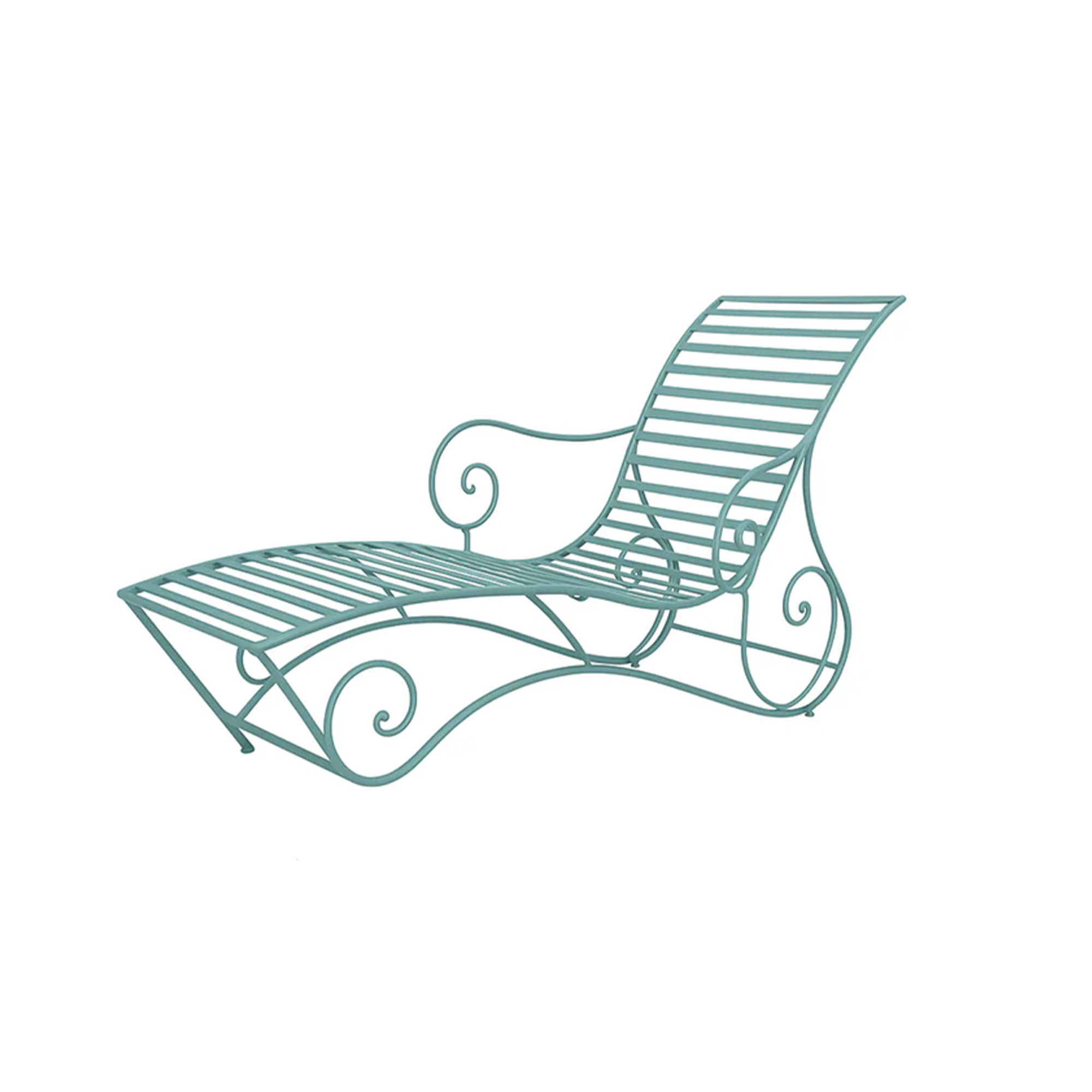Large Sage Green Metal Sun Lounger