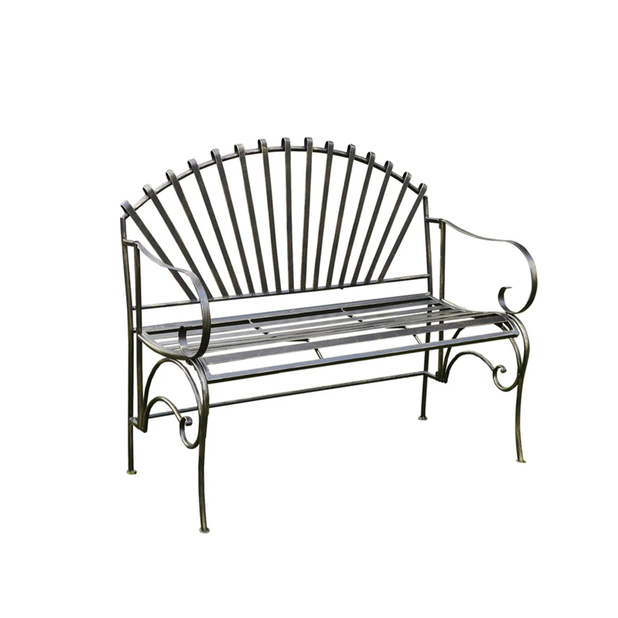Large Ornate Black Metal Garden Bench 103cm