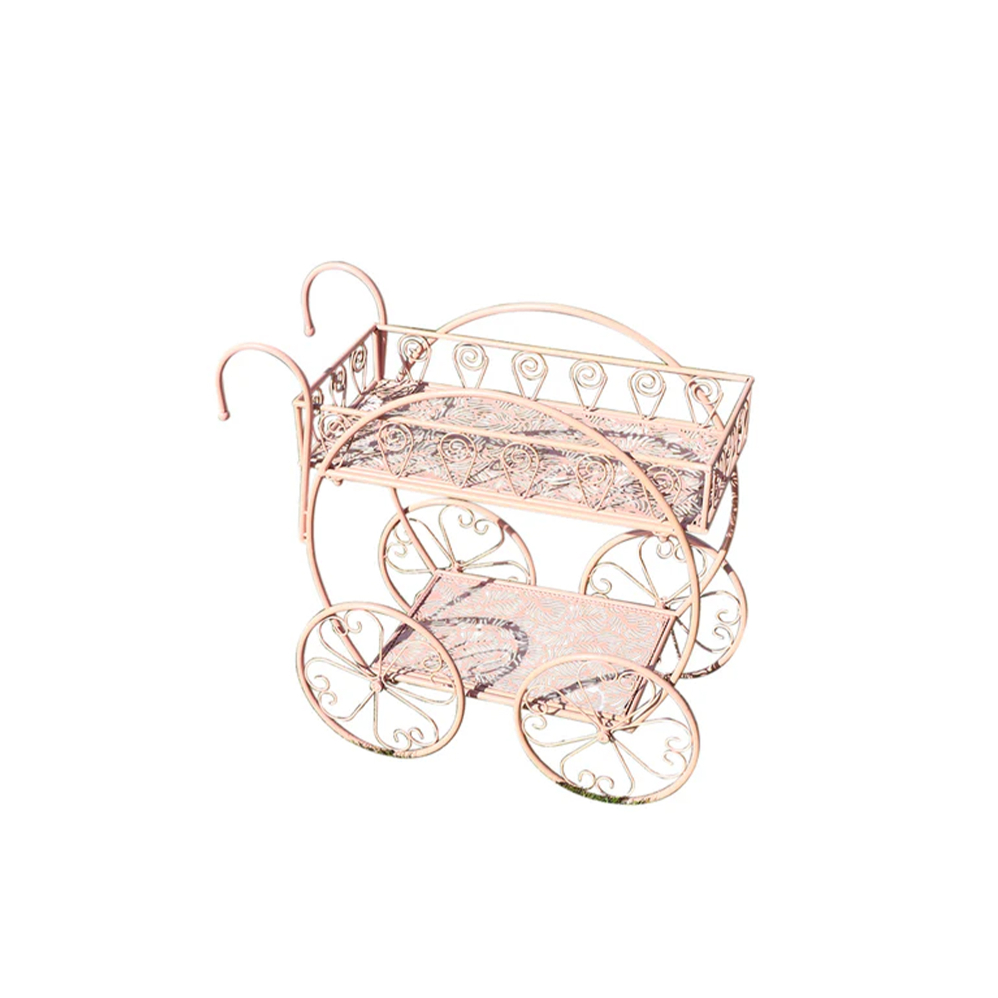 Pink Round Garden Bar Cart Drinks Trolley Style Plant Stand