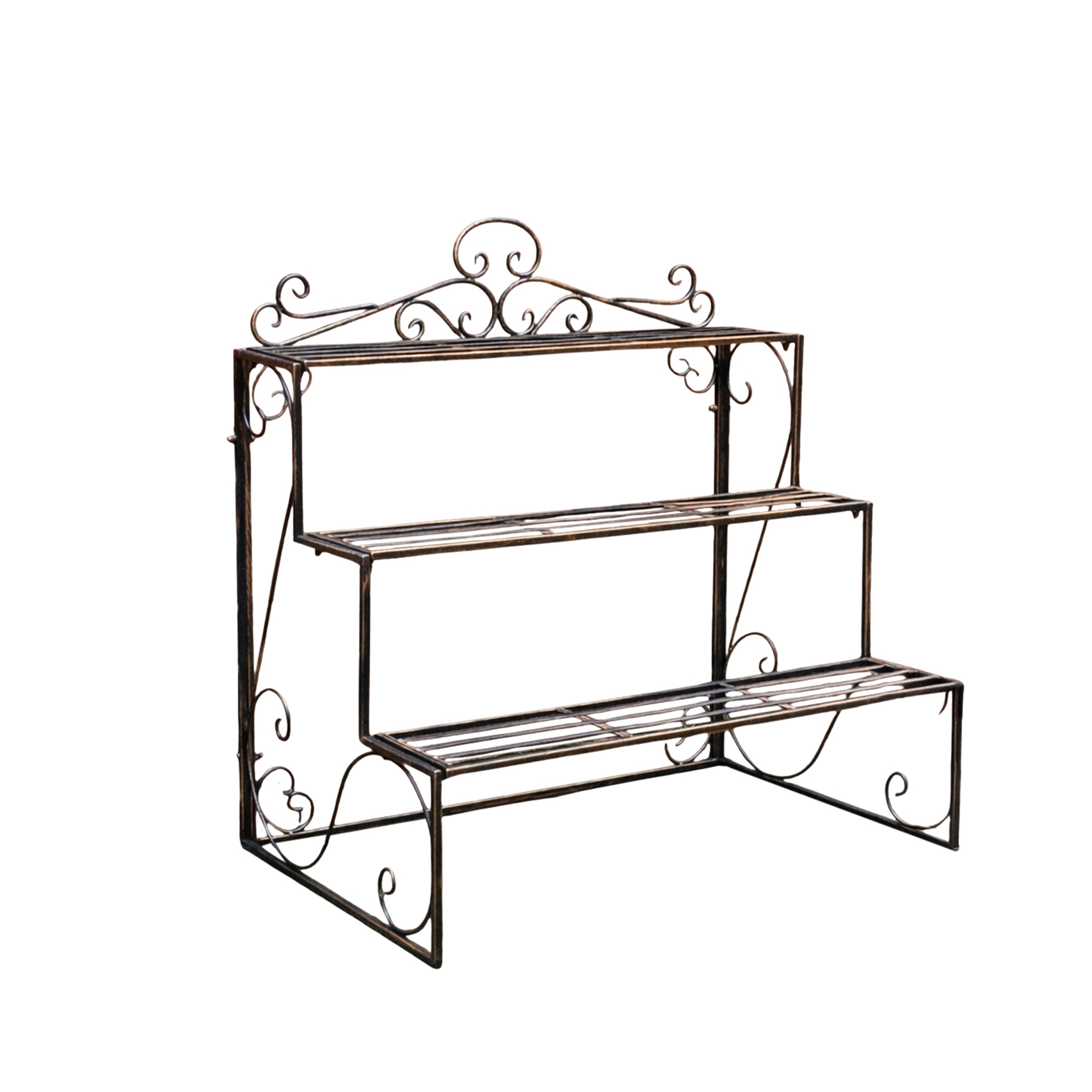 Black & Gold Metal Three Tier Plant Theatre Stand