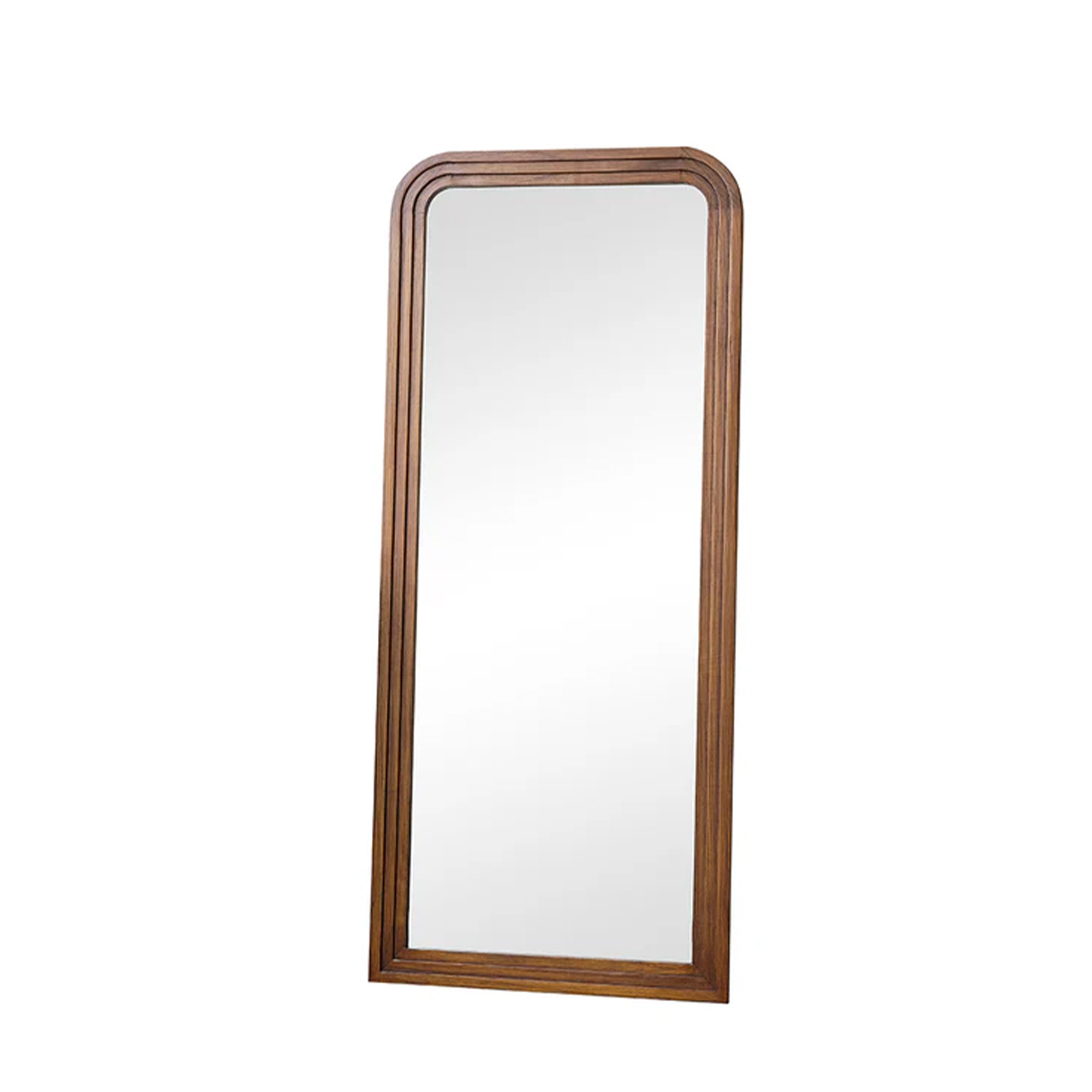 Dark Wood Arched Frame Wall Mirror 60cm x 140cm