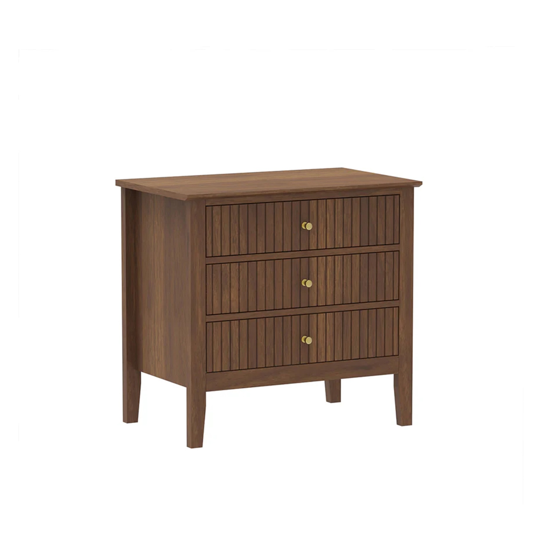 Large 3 Drawer Bedside Table - Hales Dark Wood Range
