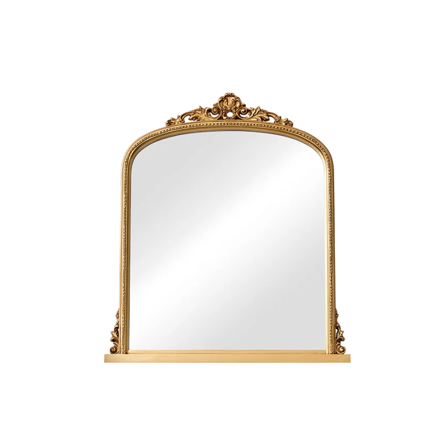 Antique Gold Ornate Arch Overmantle Mirror 88cm x 100cm