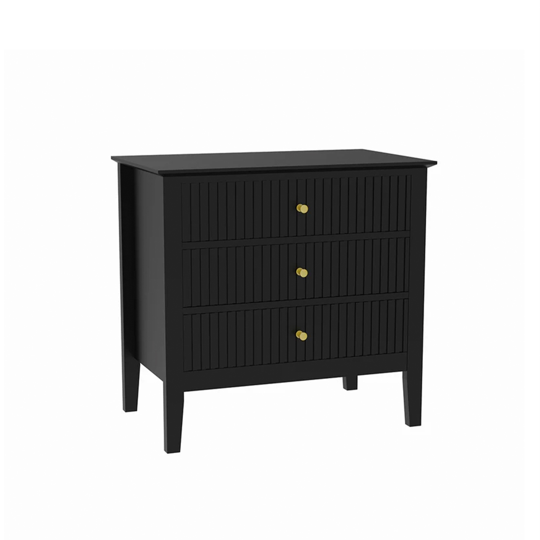 Large 3 Drawer Bedside Table - Hales Black Range