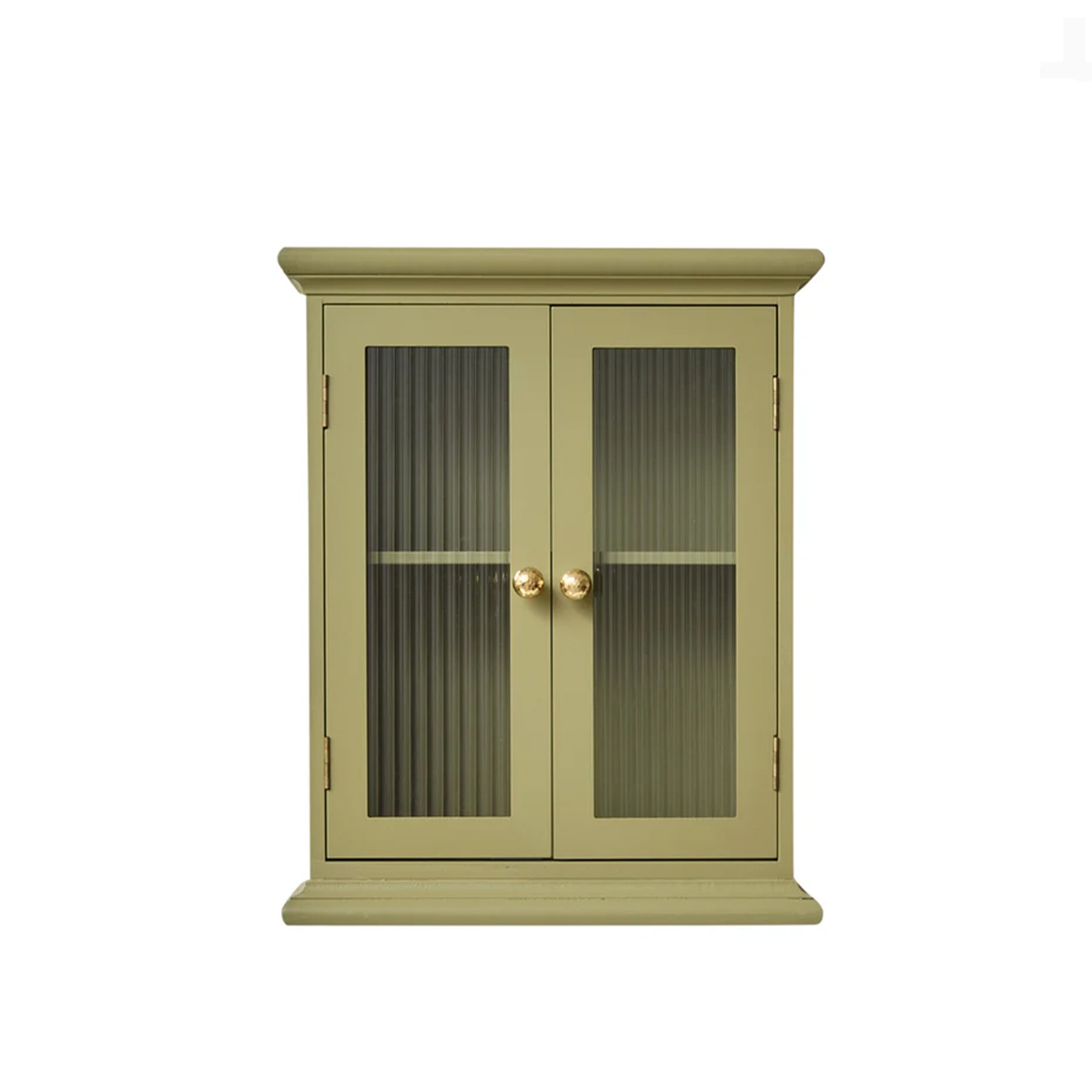 Olive Green Reeded Glass Wall Cabinet