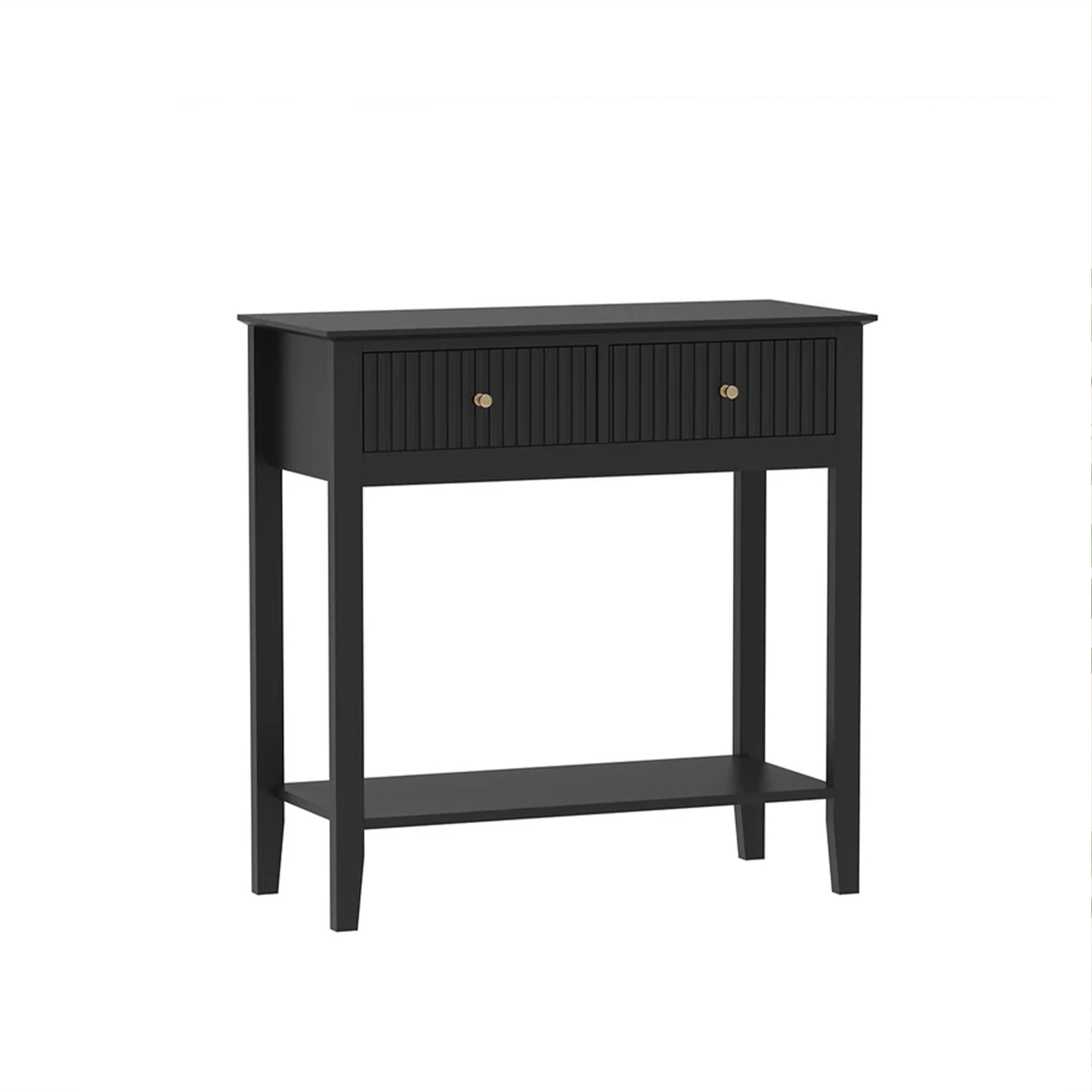 Black 2 Drawer Console / Dressing Table - Hales Black Range