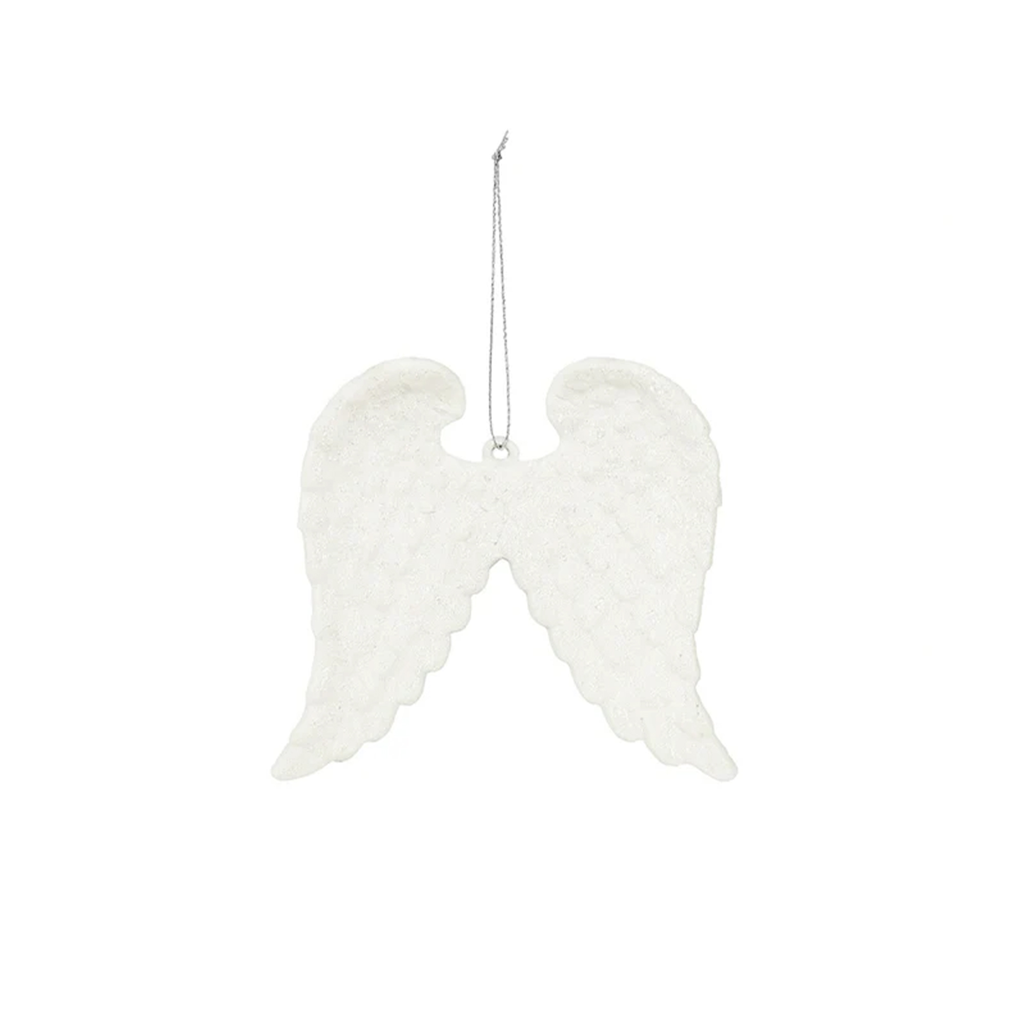 Set Of 4 White Glitter Angel Wings - 12cm