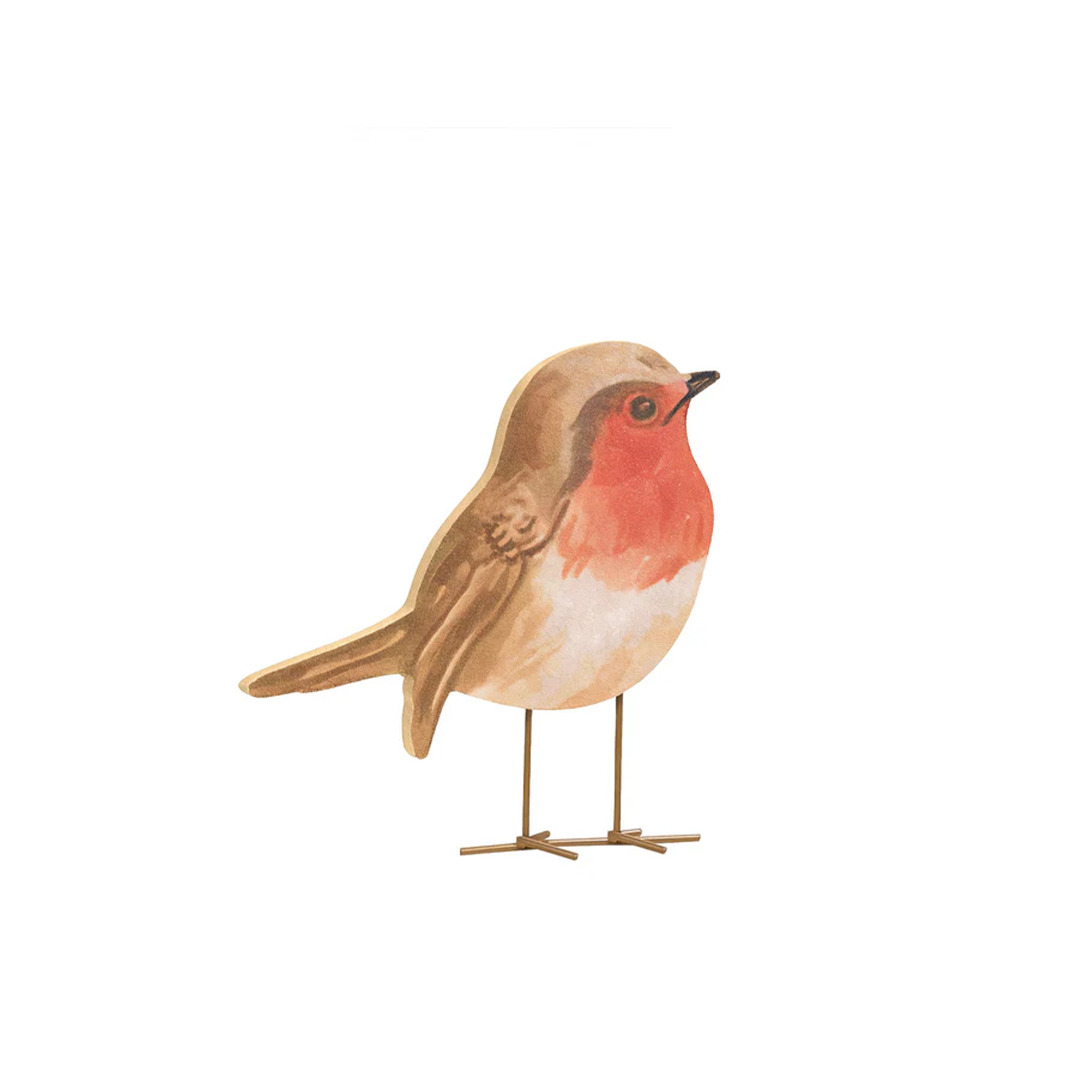 Rustic Wooden Freestanding Red Robin Christmas Ornament - 15cm