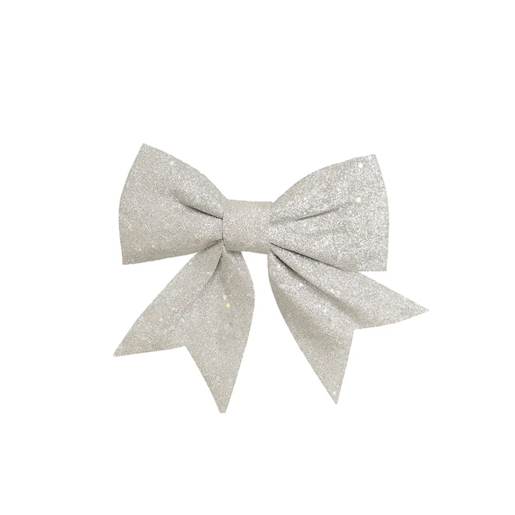 Set Of 4 Silver Glitter Bows