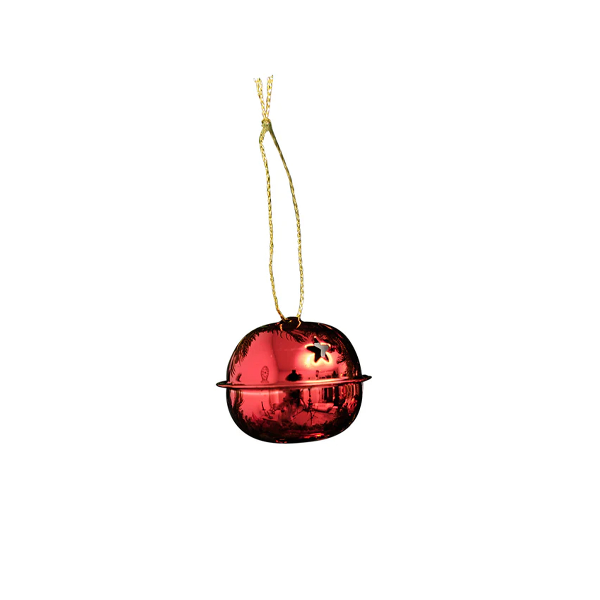 Set of 8 Red Hanging Bell Christmas Decorations - 4cm
