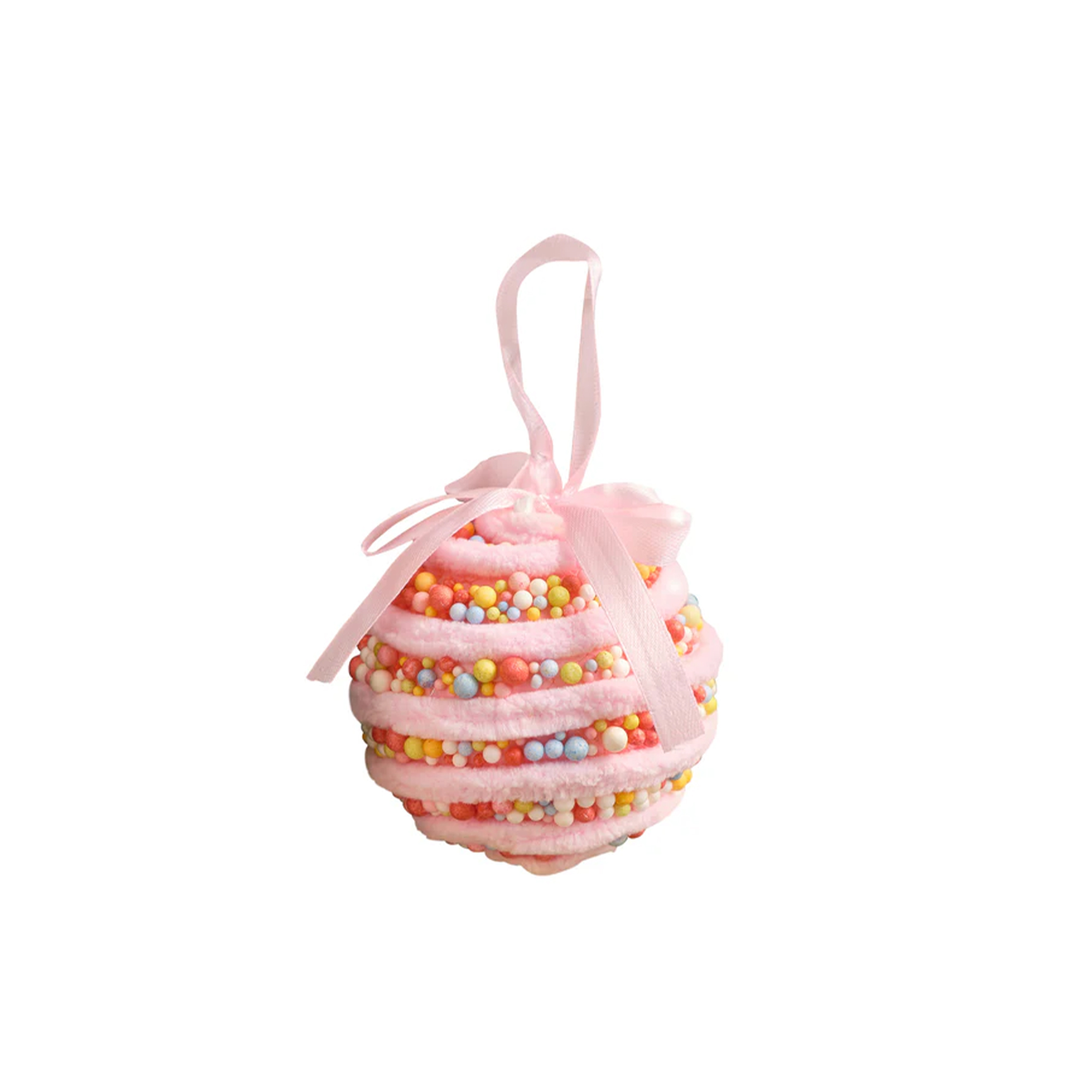 Set of 3 Candy Cane Sweet Beaded Baubles - 8cm