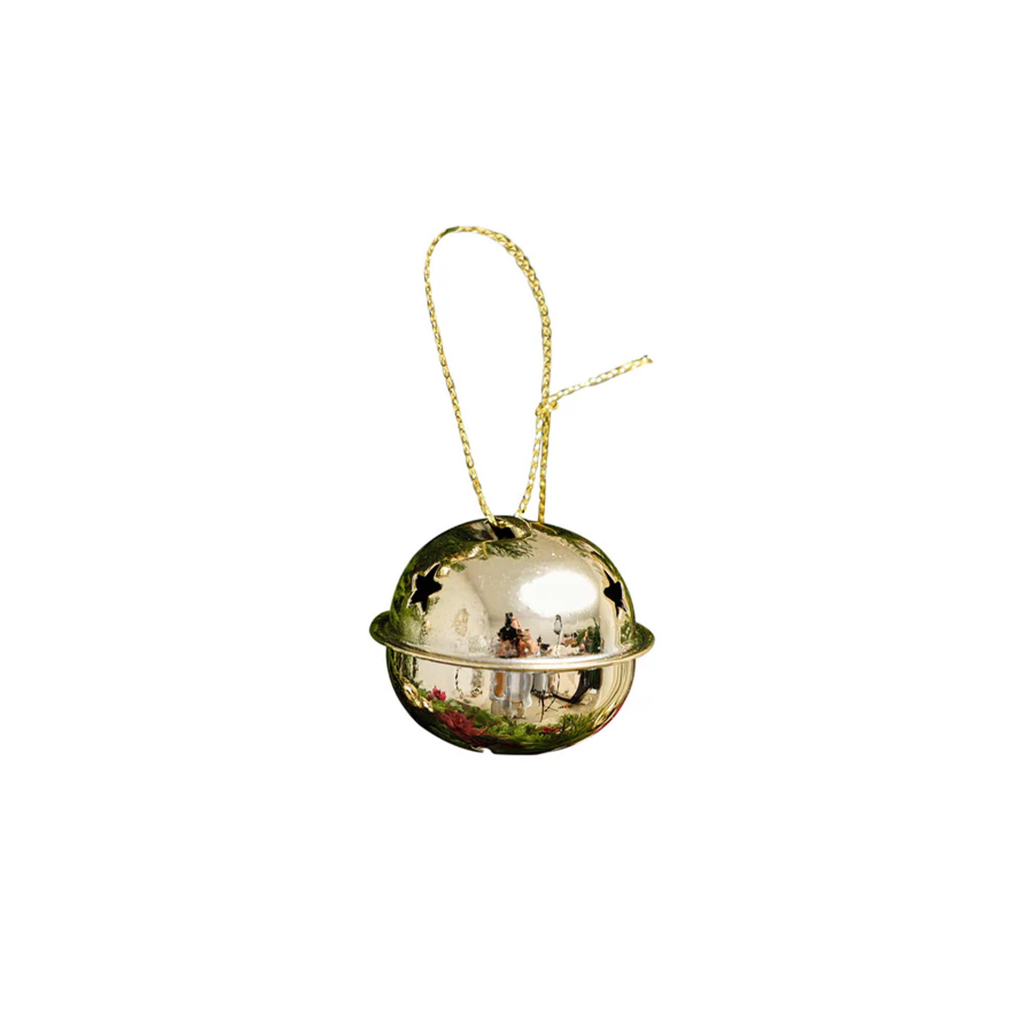 Set of 8 Gold Hanging Bell Christmas Decorations - 4cm