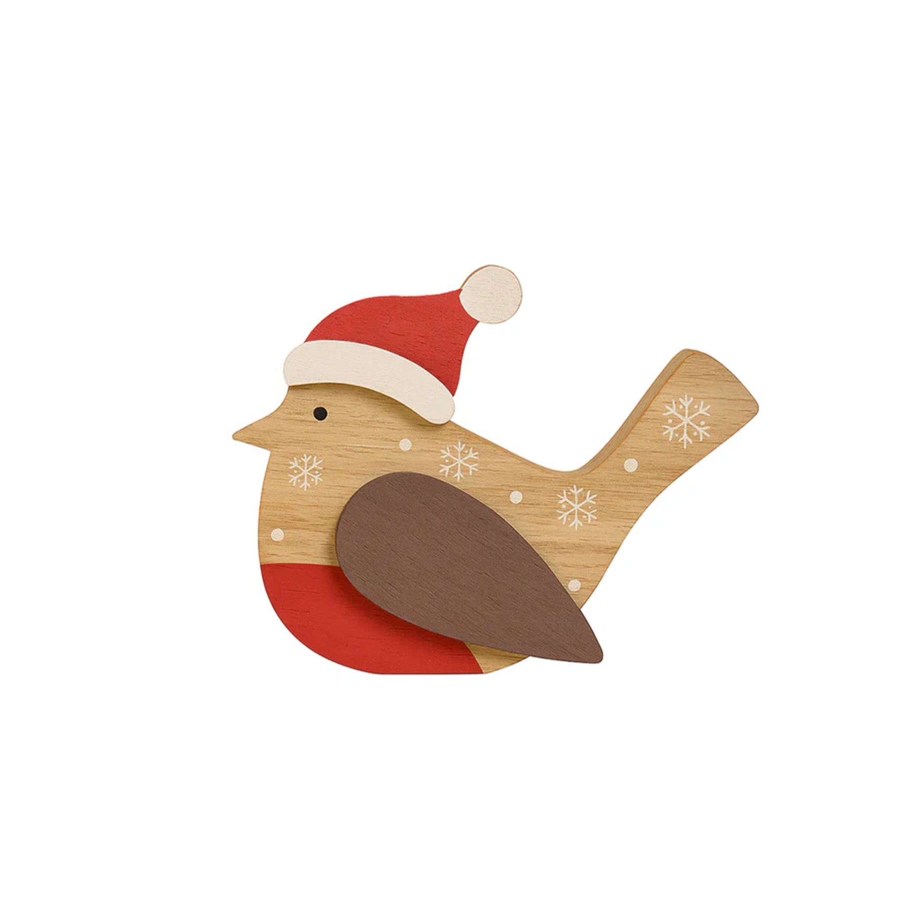 Rustic Wooden Red Robin Christmas Ornament