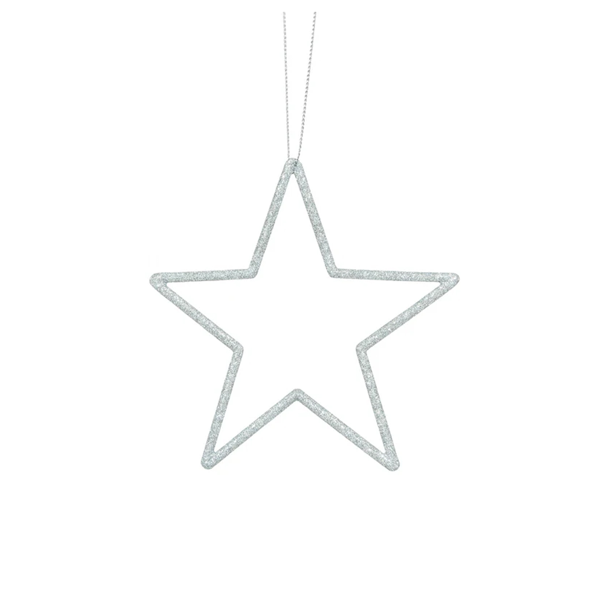 Set of 3 Silver Glitter Star Decorations