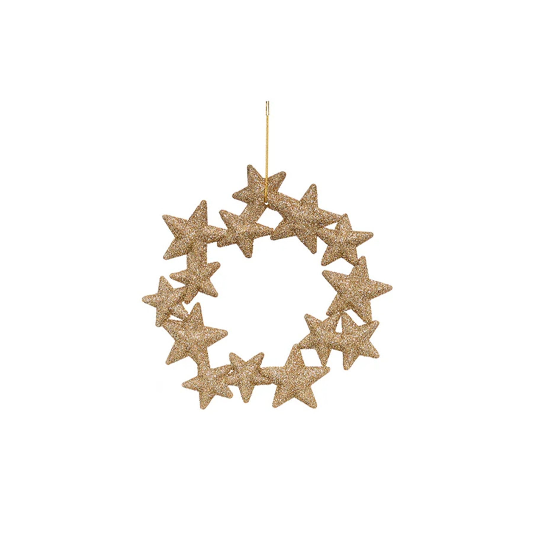 Set of 3 Gold Glitter Star Wreath Decorations
