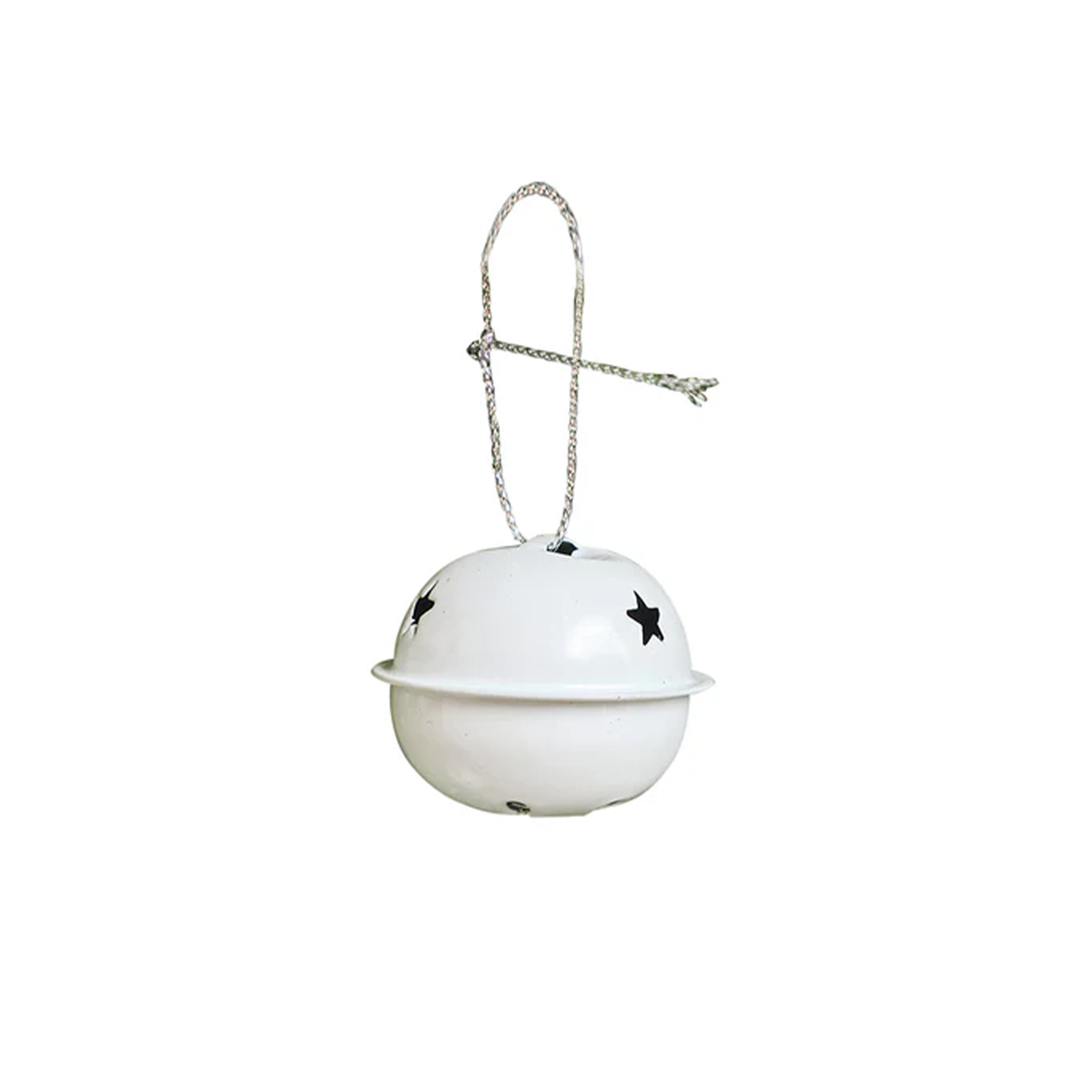 Set of 8 White Hanging Bell Christmas Decorations - 4cm