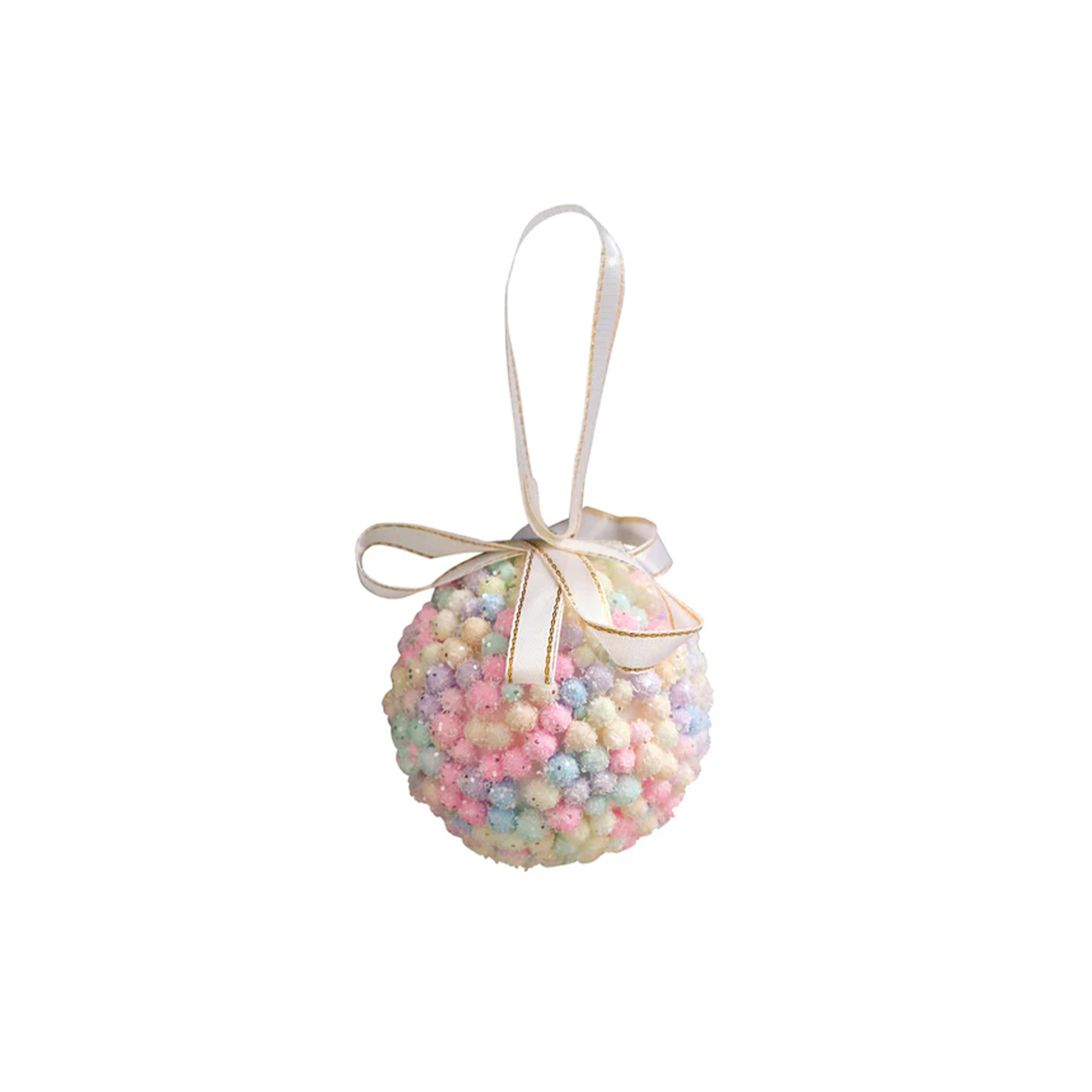 Set of 3 Mutlicoloured Pastel Beads Bauble - 8cm