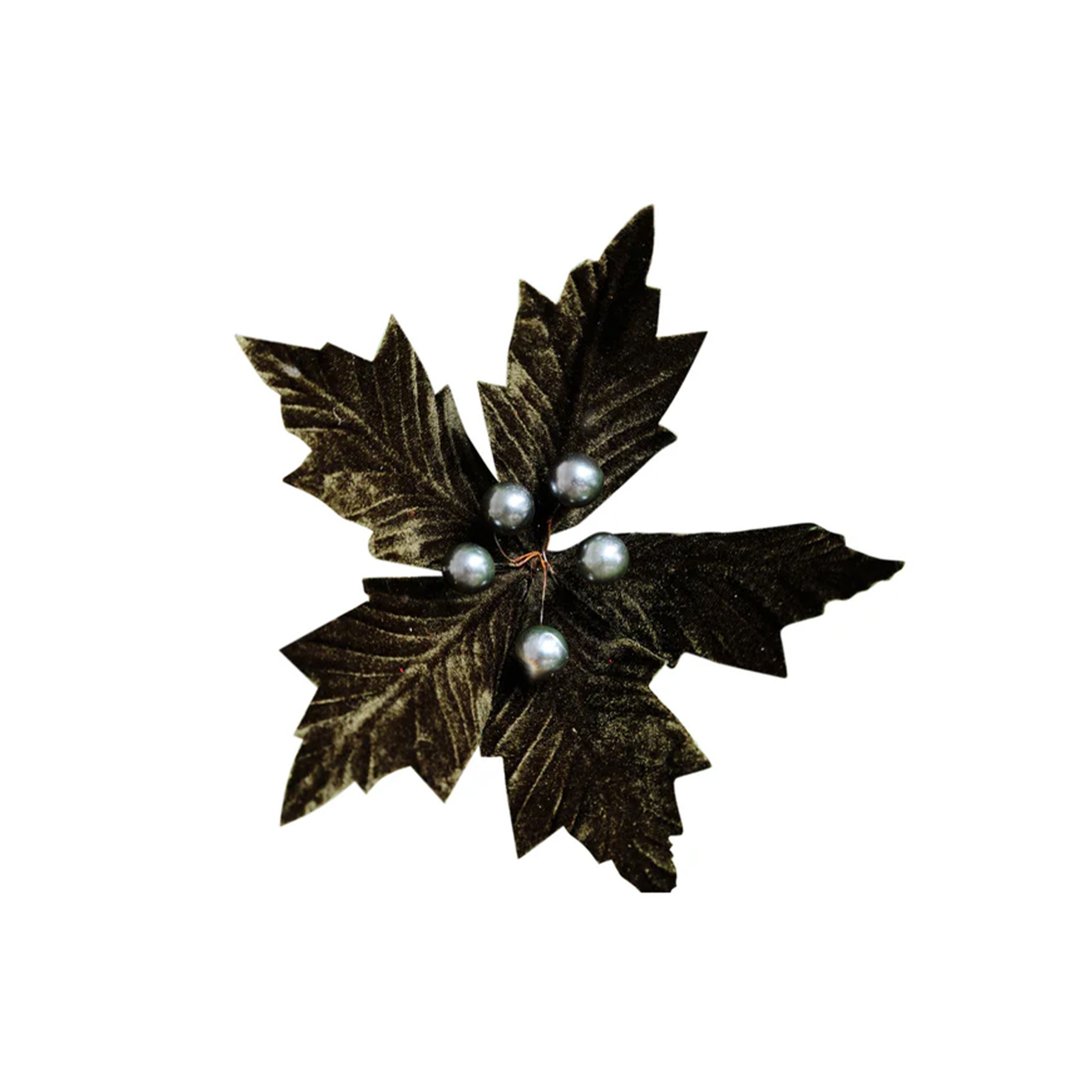 Set of 2 Green Velvet Poinsettia Picks Decorations - 20cm