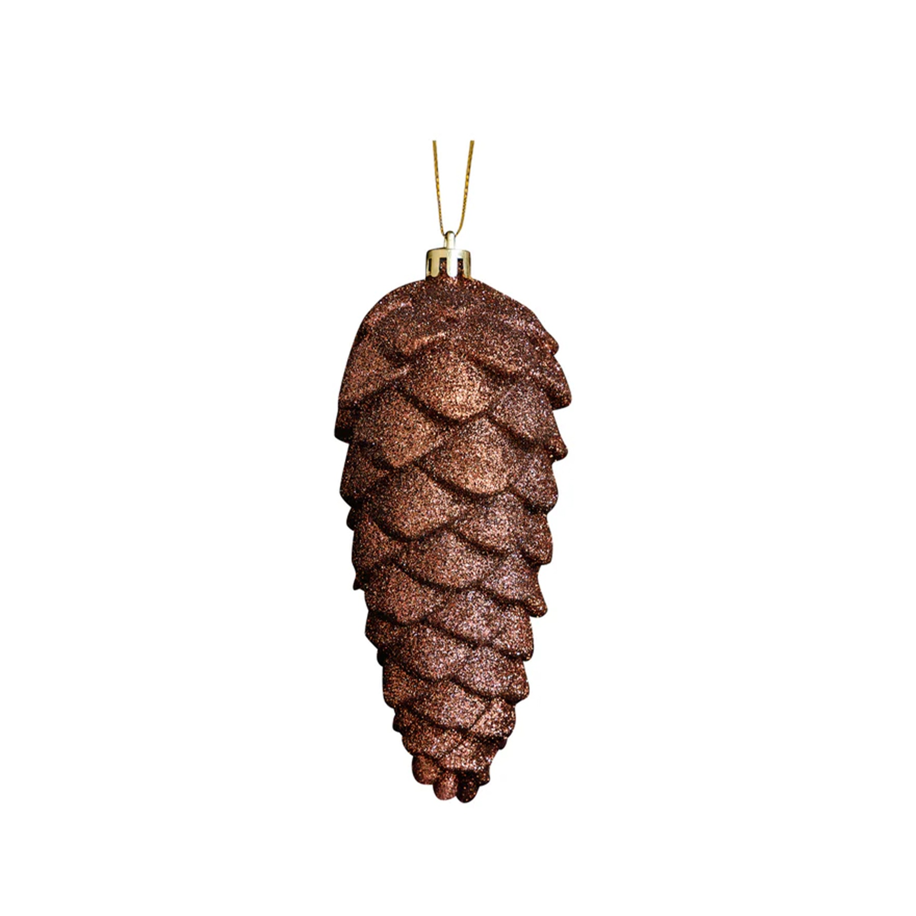 Set of 2 Tan Glittered Pinecone Bauble Decoration - 12cm