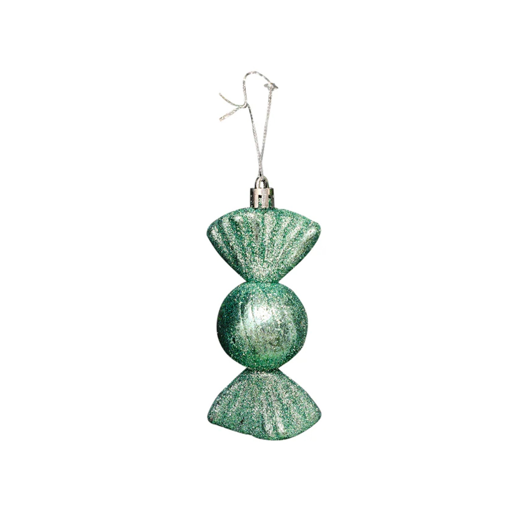 Set of 3 Sage Green Glitter Sweet Shaped Bauble Decorations - 11cm