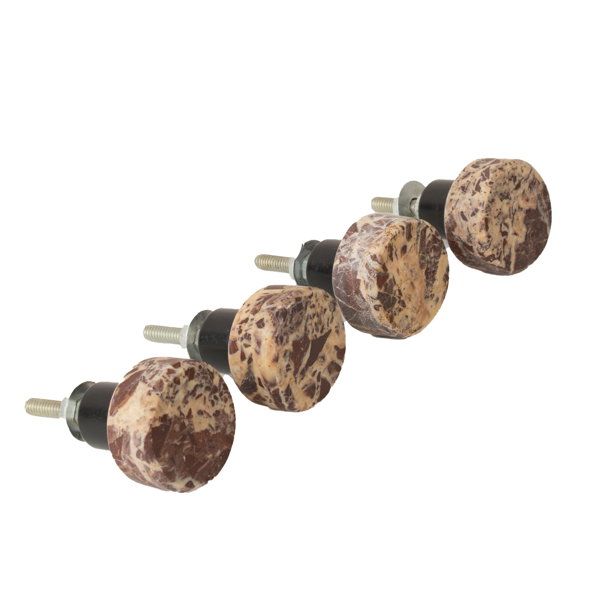 Set of 4 Round Red Marble Drawer Knobs