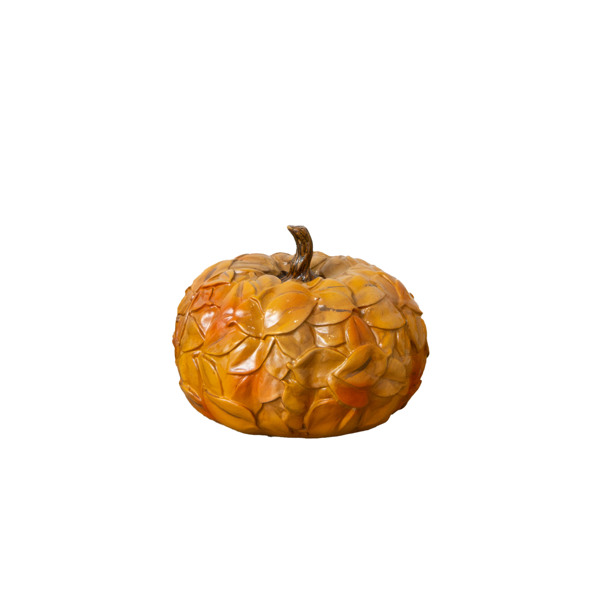 Small Orange Leaf Detail Pumpkin Ornament - 13cm x 11cm