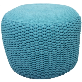 KSL LIVING POUF ENFANT COTON CROCHETE MAIN NEEDLE bleu turquoise 