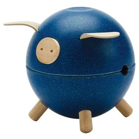 Plan Toys Sparschwein Holz blau