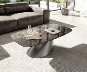 Couchtisch Edge Boot 120x70 Cm Keramik Laminam   Emperador Extra Lucidato Dunkelbraun Conis Metallic Silber 1 1620x1350