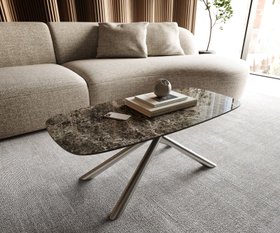 Couchtisch Edge Boot 100x50 Cm Keramik Laminam Emperador Extra Lucidato Dunkelbraun Sarity Ede