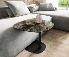 Couchtisch Edge Boot 60x60 Cm Keramik Laminam Emperador Extra Lucidato Dunkelbraun Eleny Metal
