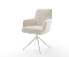 Drehstuhl Heira Flex Mit Armlehnen Pluesch Creme Weiss Kreuzgestell Breit Weiss 360   Drehbar Wippfunktion Taschenfederkern 1620x1350