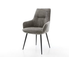 Esszimmerstuhl Zelia Flex Mit Armlehnen Boucle Soft Schlamm 4 Fuss Konisch Schw