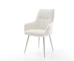Esszimmerstuhl Zelia Flex Mit Armlehnen Boucle Soft Beige 4 Fuss Konisch Edelstahl Taschenfederkern 1620x1350