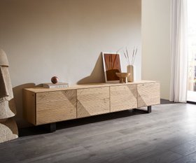 Lowboard Tereos 220 Cm Eiche Natur 3d Effekt 4 Tueren Kufe Metall Schwarz 1 1620x1350