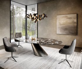 Esstisch Edge Oval 280x130 Keramik Iris Fmg Agatablack Cono Metallic Silber 5