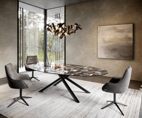 Esstisch Edge Oval 280x130 Cm Keramik Iris Fmg Agatablack Kreuzgestell Rechteck Schwarz 4 1620