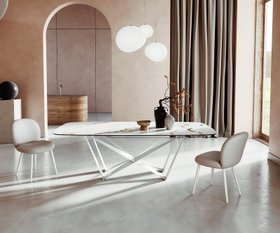 Esstisch Edge Boot 240x120 Cm Keramik Calacatta Luxe Weiss Gold Grau Spider Metall Weiss 9 162